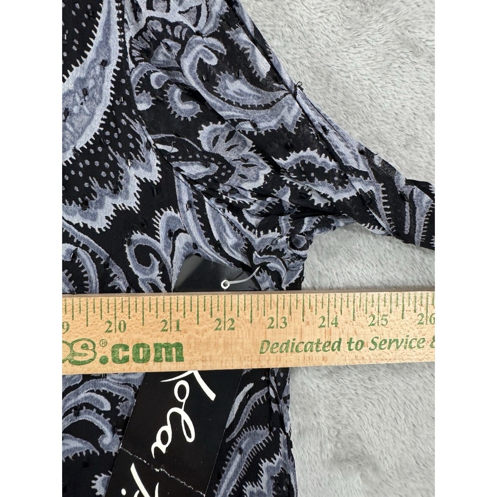 Lola P Womens Top L Paisley Floral Beaded Semi Sheer Layered Gothic Whimsigoth - Picture 10 of 13
